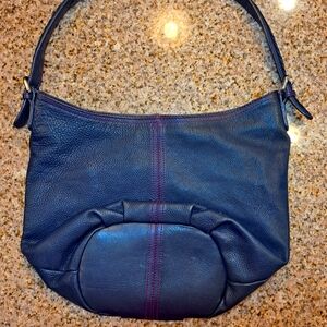 Hadaki Marine Blue Luxury Leather Slouchy Hobo bag purse
